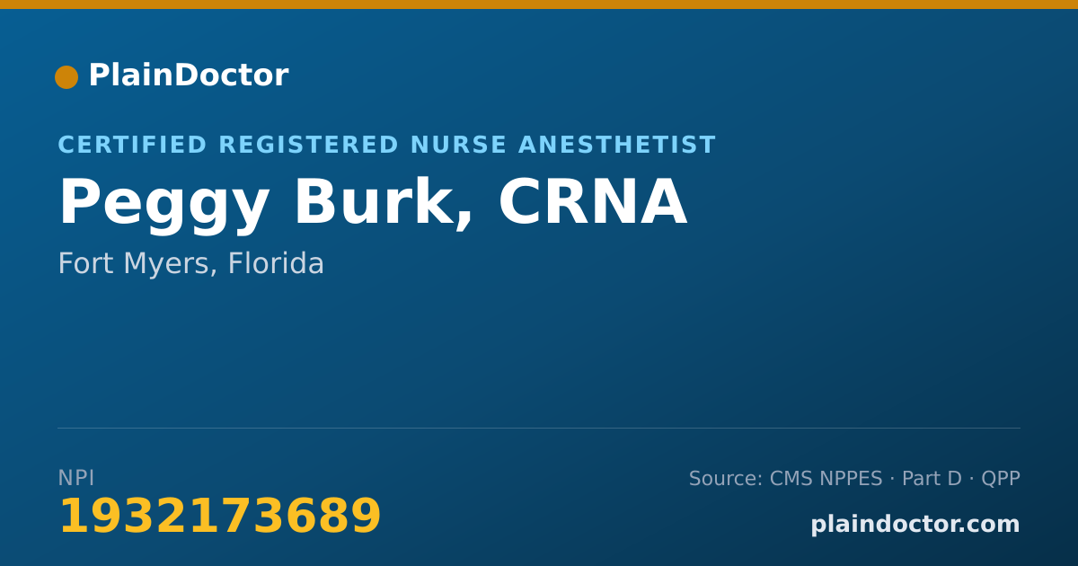 Shareable card for Peggy Burk, CRNA - Certified Registered Nurse Anesthetist, Fort Myers, FL