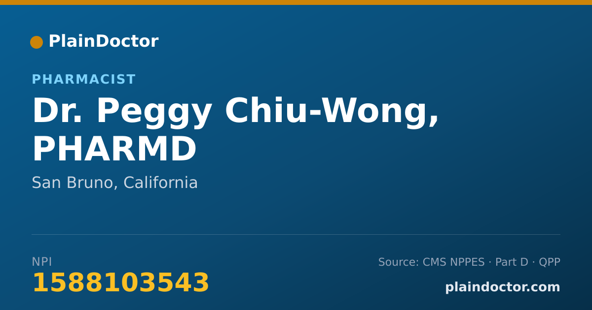 Shareable card for Peggy Chiu-Wong, PHARMD - Pharmacist, San Bruno, CA