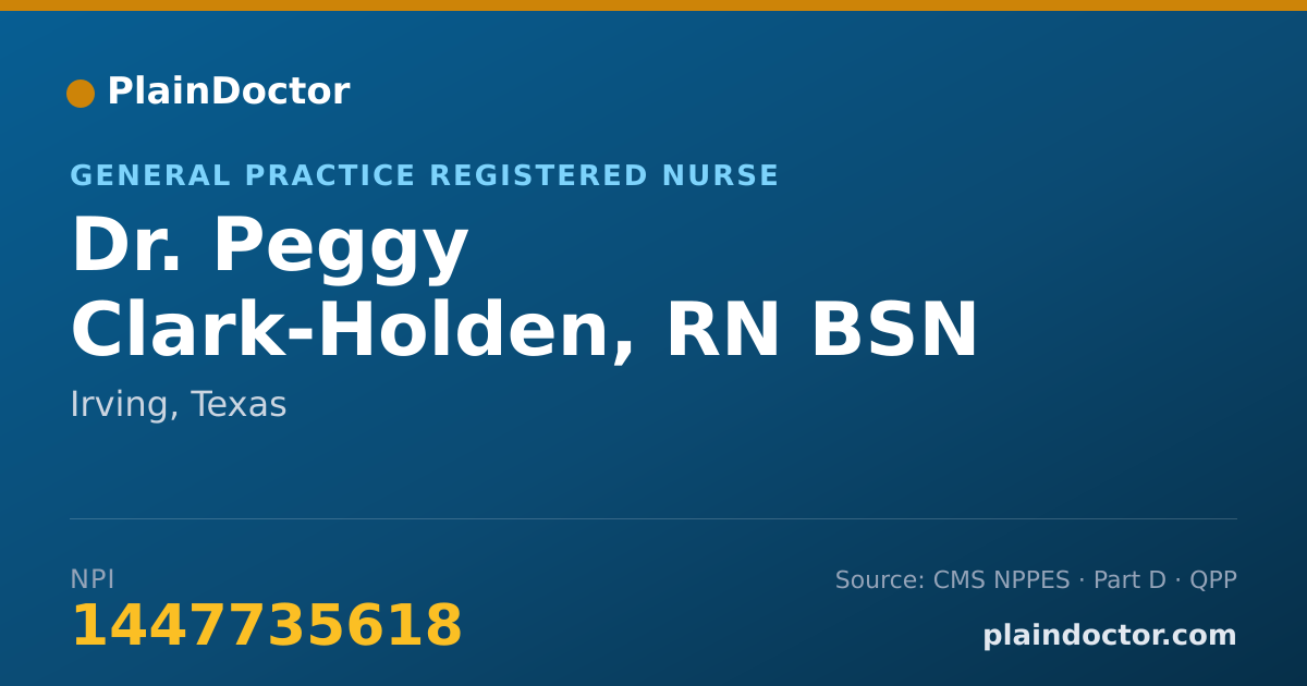 Shareable card for Peggy Clark-Holden, RN BSN - General Practice Registered Nurse, Irving, TX