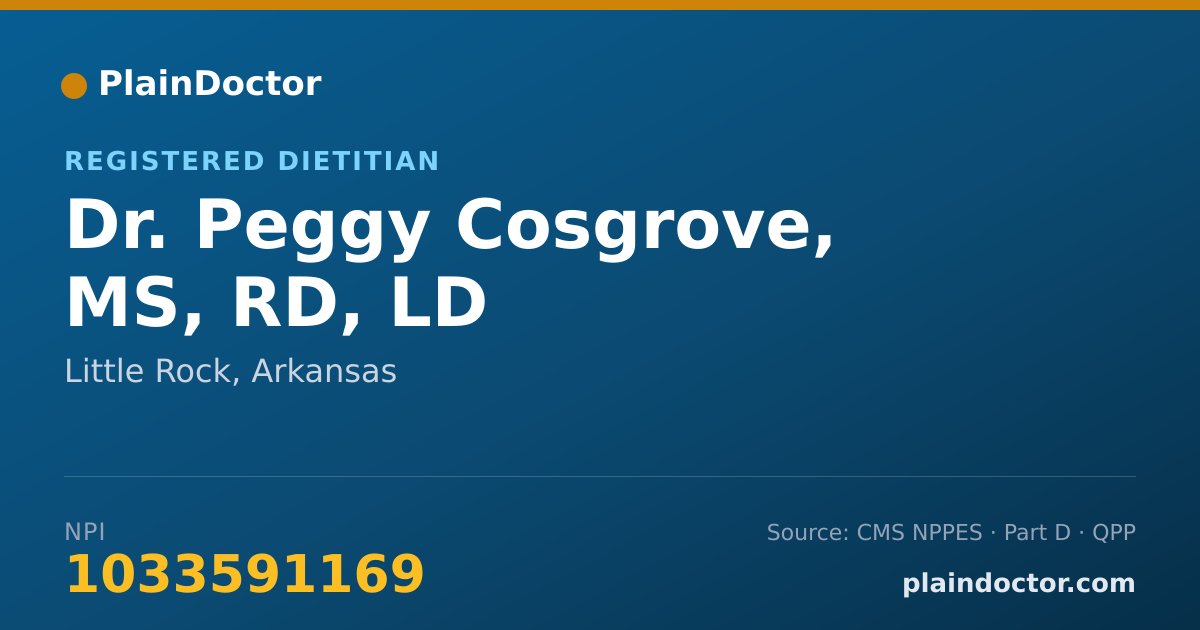 Shareable card for Peggy Cosgrove, MS, RD, LD - Registered Dietitian, Little Rock, AR