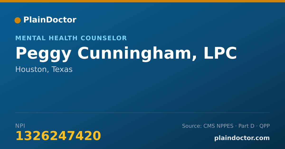 Shareable card for Peggy Cunningham, LPC - Mental Health Counselor, Houston, TX