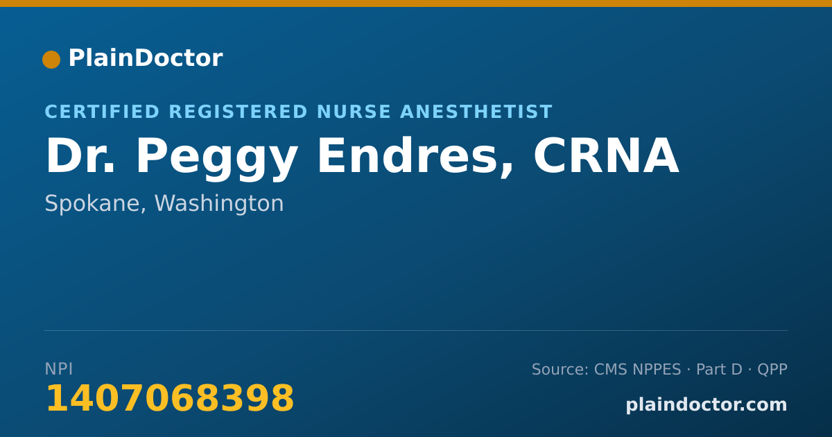 Shareable card for Peggy Endres, CRNA - Certified Registered Nurse Anesthetist, Spokane, WA