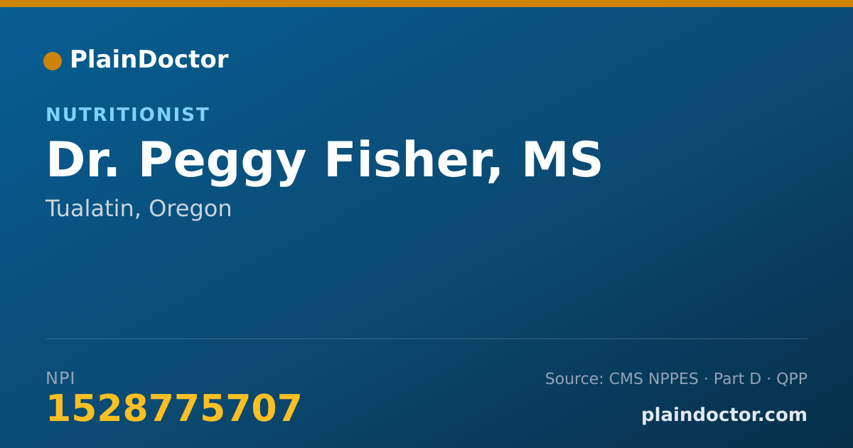 Shareable card for Peggy Fisher, MS - Nutritionist, Tualatin, OR