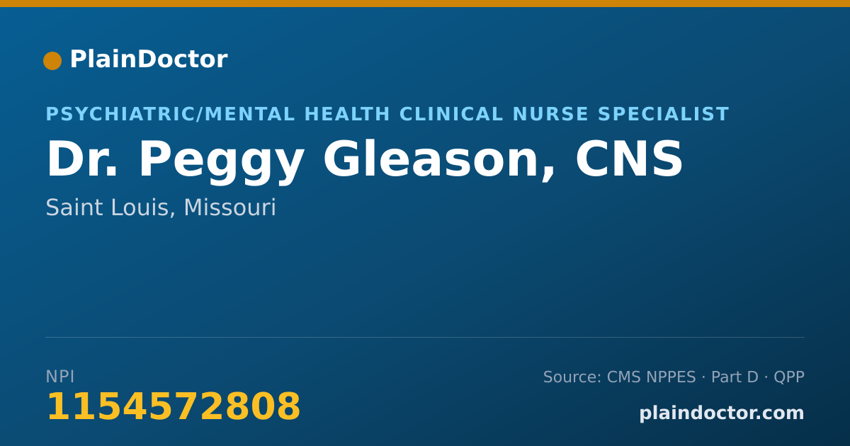 Shareable card for Peggy Gleason, CNS - Psychiatric/Mental Health Clinical Nurse Specialist, Saint Louis, MO
