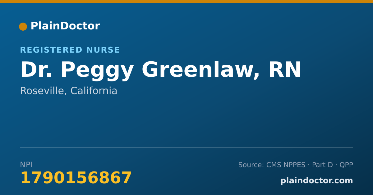 Shareable card for Peggy Greenlaw, RN - Registered Nurse, Roseville, CA