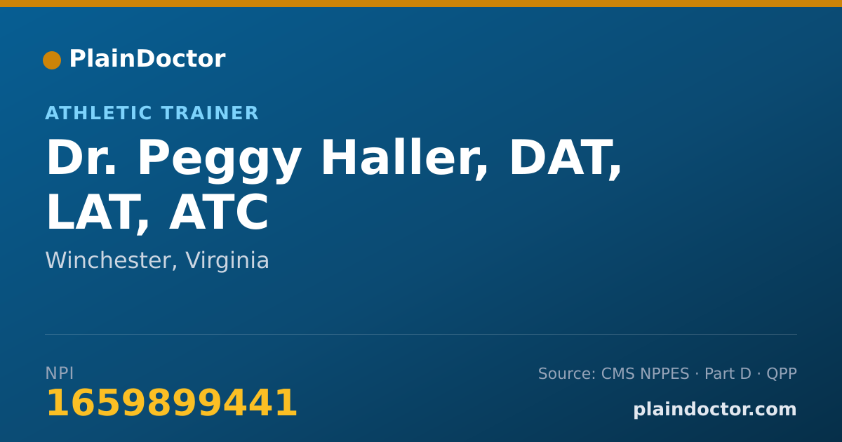 Shareable card for Peggy Haller, DAT, LAT, ATC - Athletic Trainer, Winchester, VA