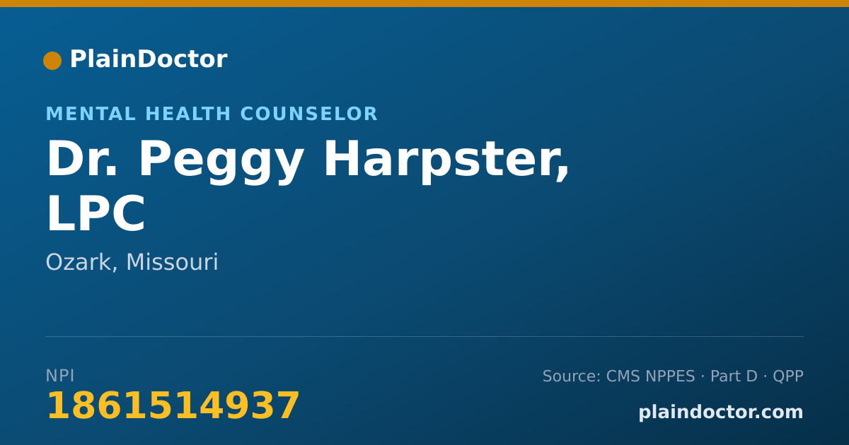 Shareable card for Peggy Harpster, LPC - Mental Health Counselor, Ozark, MO