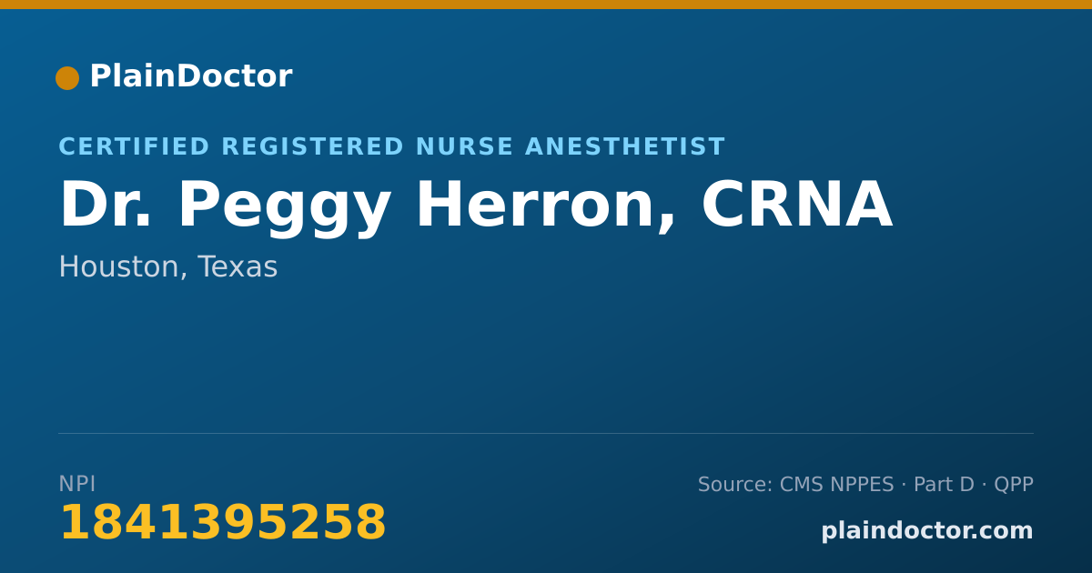 Shareable card for Peggy Herron, CRNA - Certified Registered Nurse Anesthetist, Houston, TX