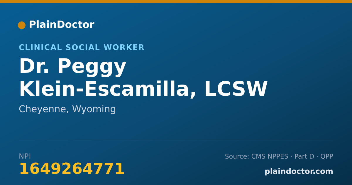 Shareable card for Peggy Klein-Escamilla, LCSW - Clinical Social Worker, Cheyenne, WY