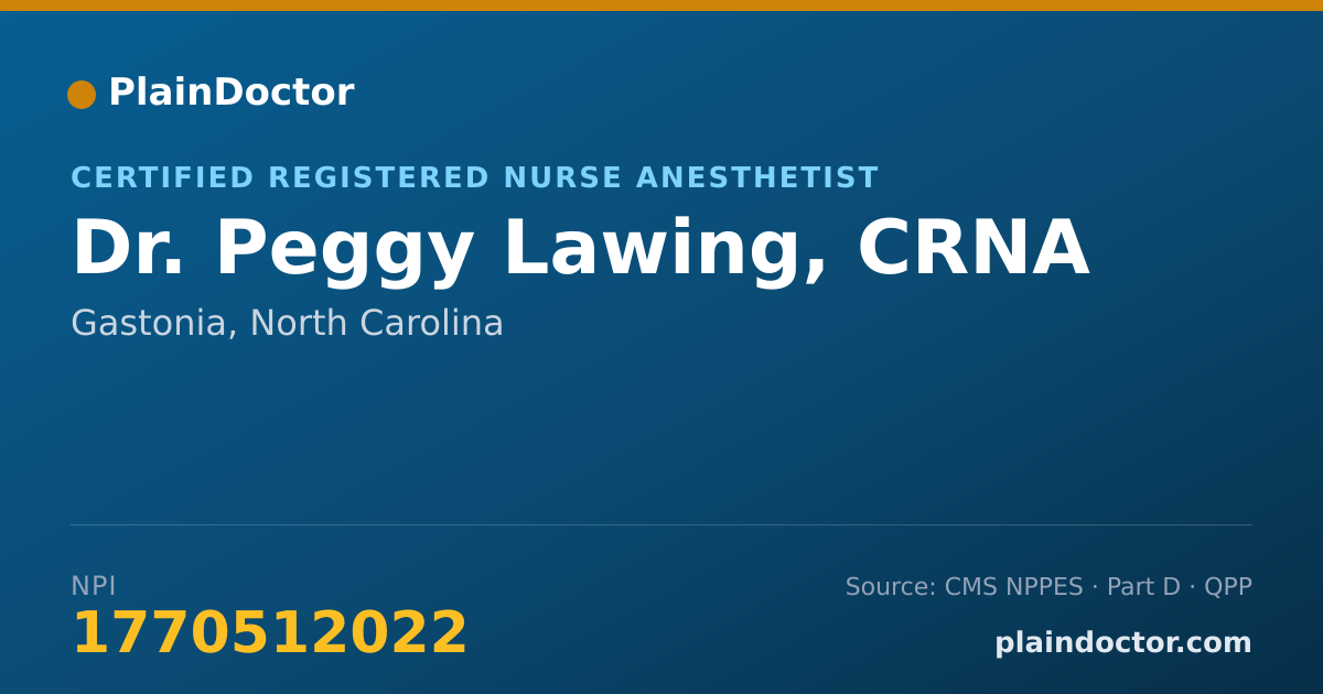 Shareable card for Peggy Lawing, CRNA - Certified Registered Nurse Anesthetist, Gastonia, NC