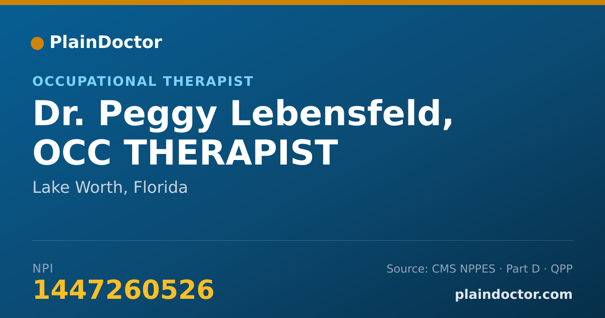 Shareable card for Peggy Lebensfeld, OCC THERAPIST - Occupational Therapist, Lake Worth, FL