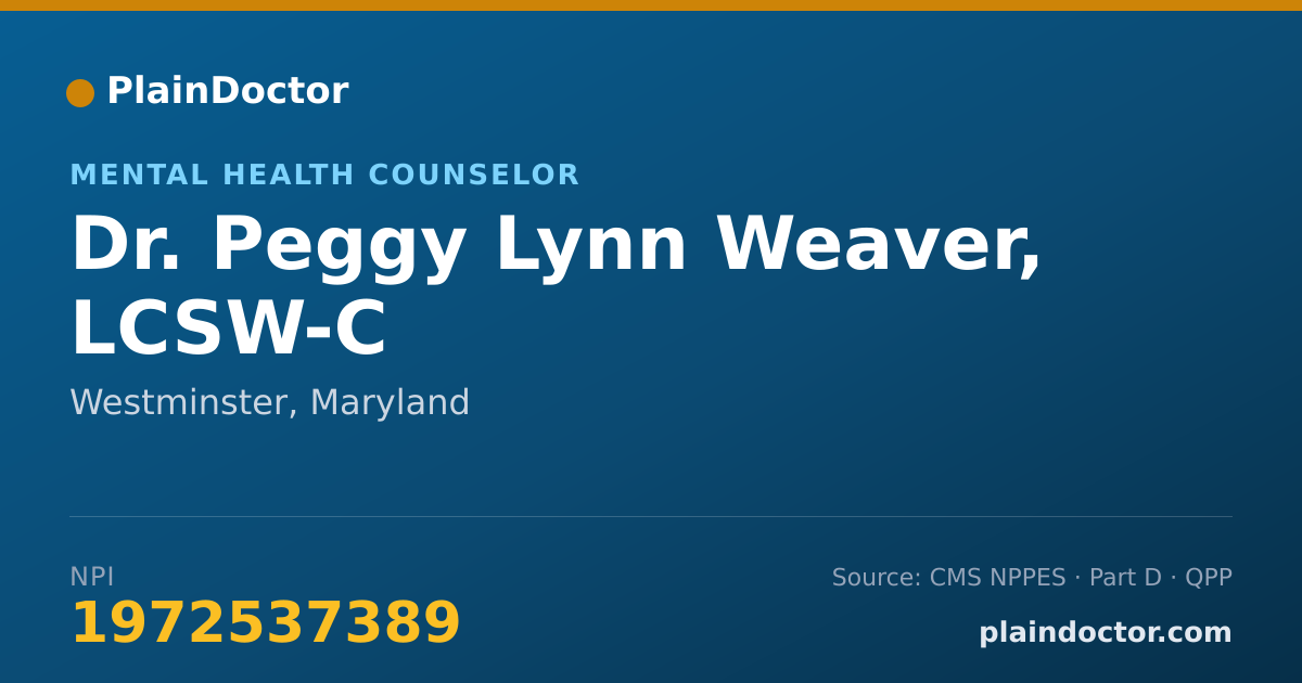Shareable card for Peggy Lynn Weaver, LCSW-C - Mental Health Counselor, Westminster, MD