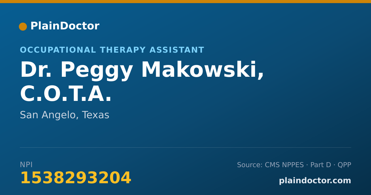 Shareable card for Peggy Makowski, C.O.T.A. - Occupational Therapy Assistant, San Angelo, TX