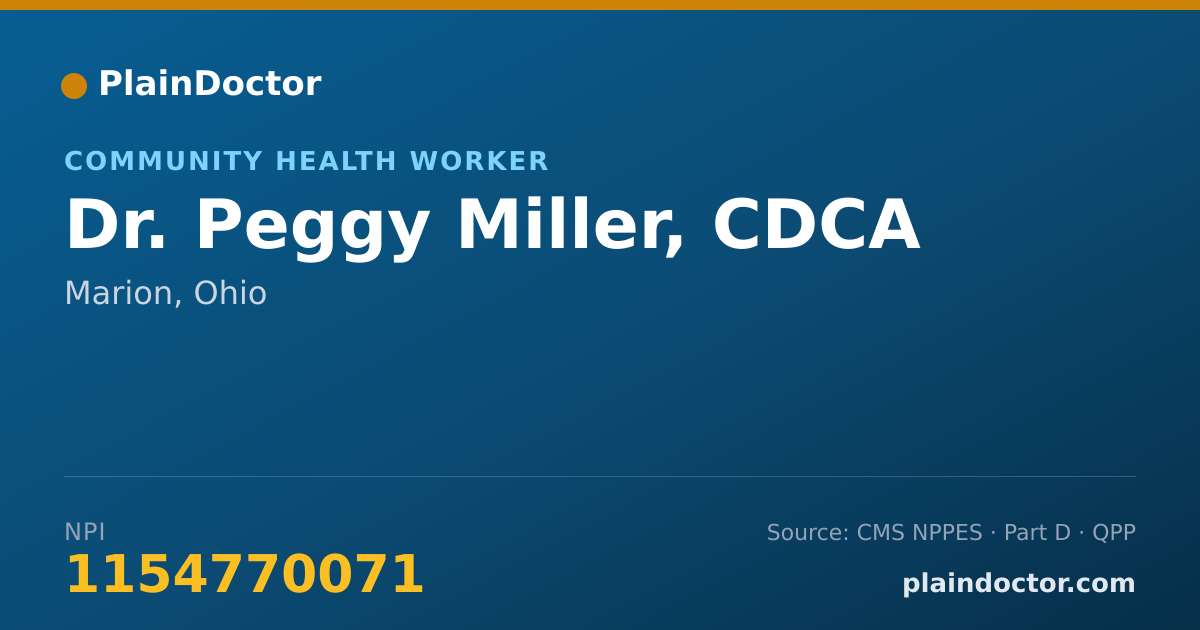 Shareable card for Peggy Miller, CDCA - Community Health Worker, Marion, OH