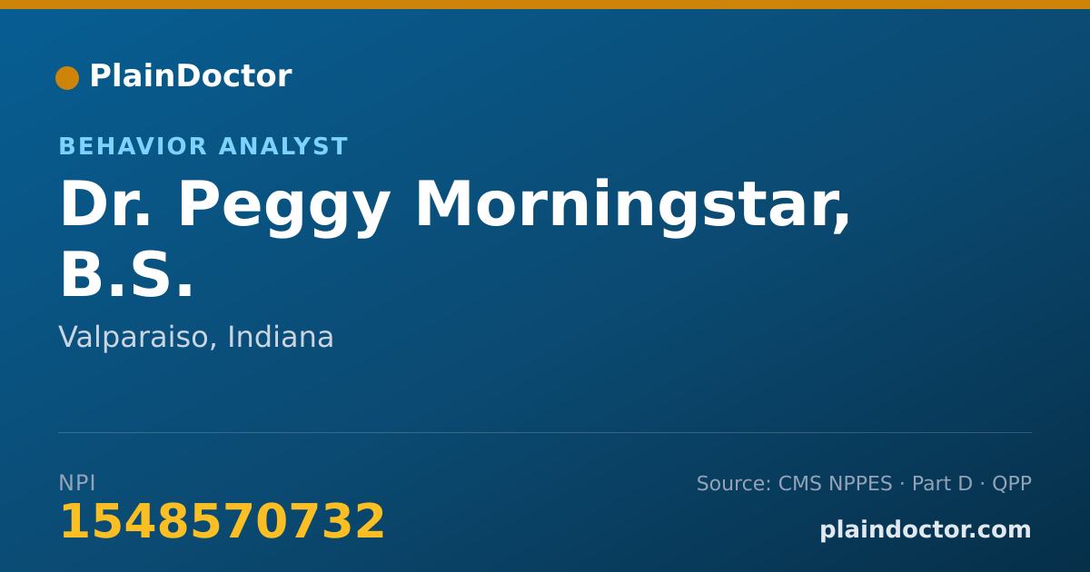 Shareable card for Peggy Morningstar, B.S. - Behavior Analyst, Valparaiso, IN