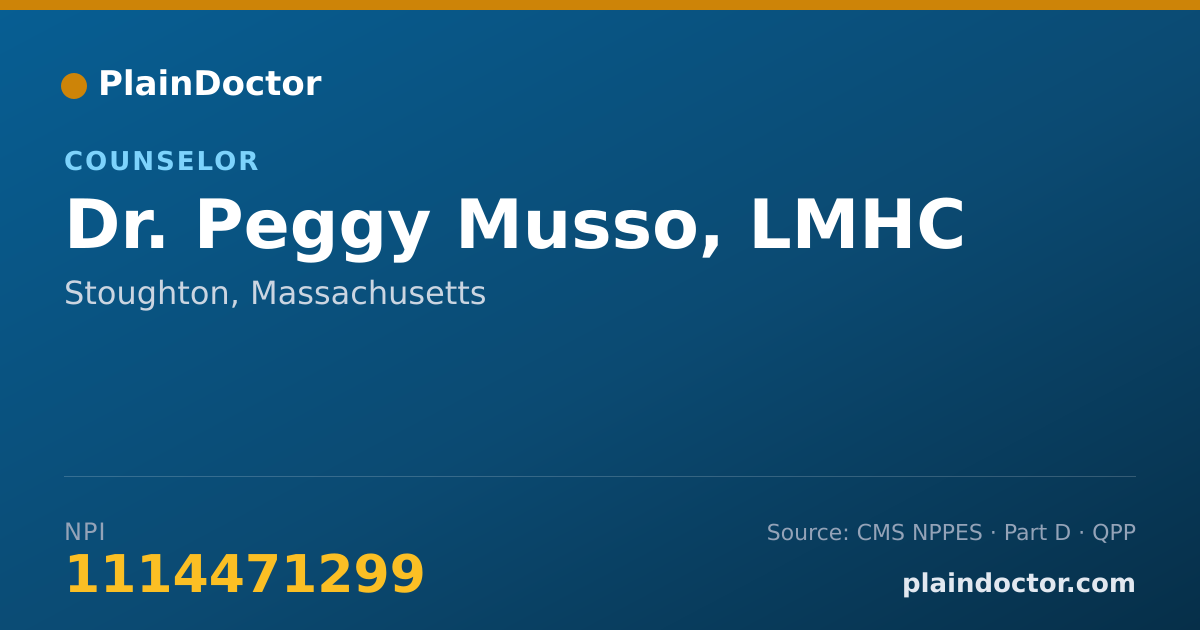 Shareable card for Peggy Musso, LMHC - Counselor, Stoughton, MA