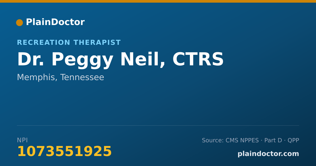 Shareable card for Peggy Neil, CTRS - Recreation Therapist, Memphis, TN