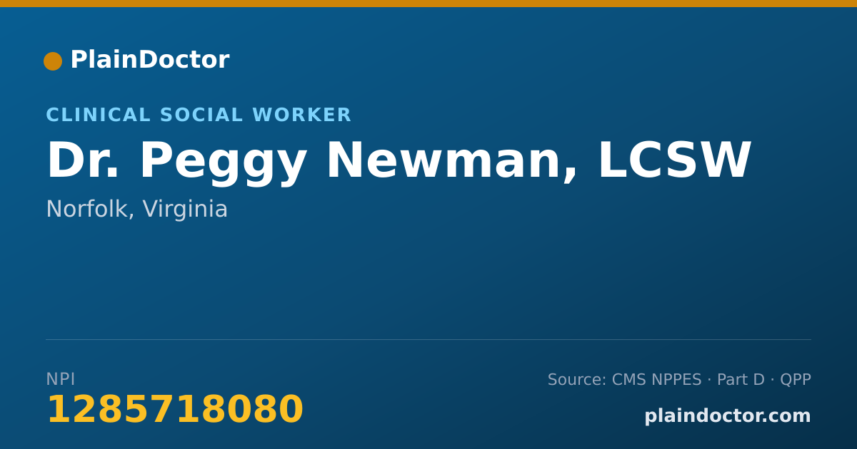 Shareable card for Peggy Newman, LCSW - Clinical Social Worker, Norfolk, VA