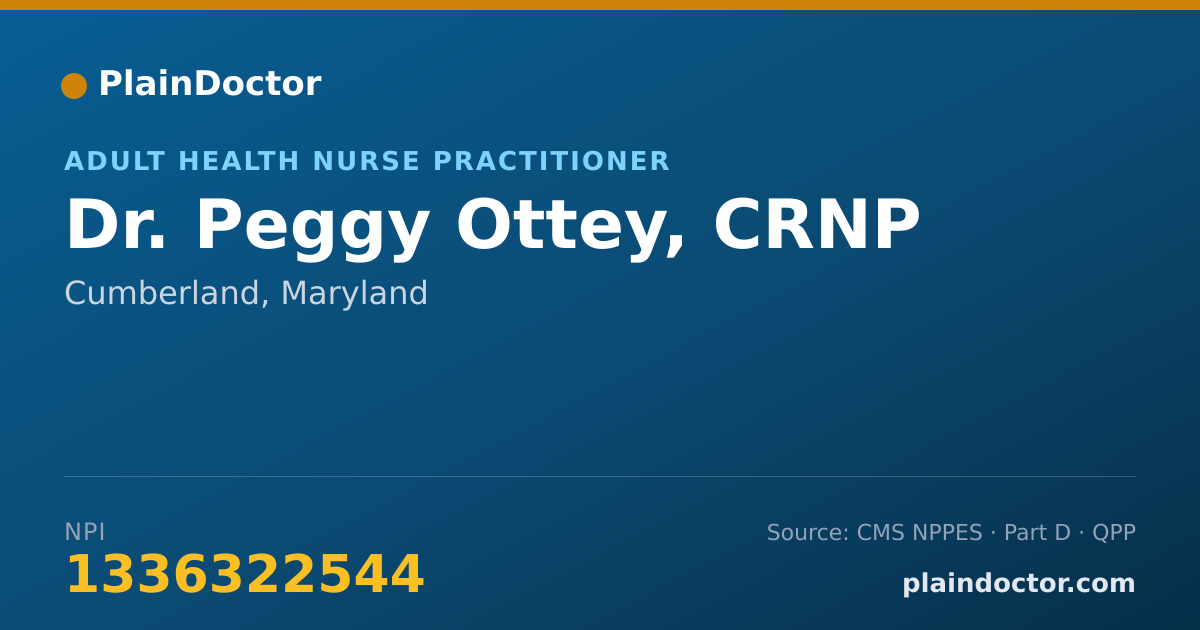 Shareable card for Peggy Ottey, CRNP - Adult Health Nurse Practitioner, Cumberland, MD