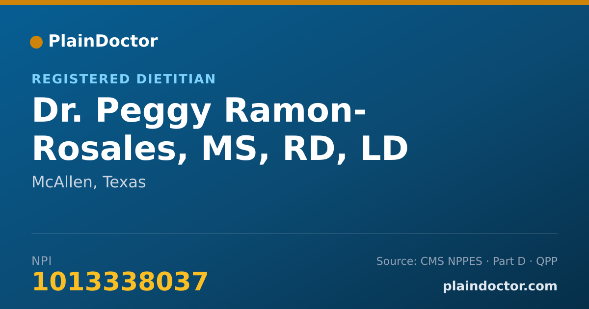 Shareable card for Peggy Ramon- Rosales, MS, RD, LD - Registered Dietitian, McAllen, TX