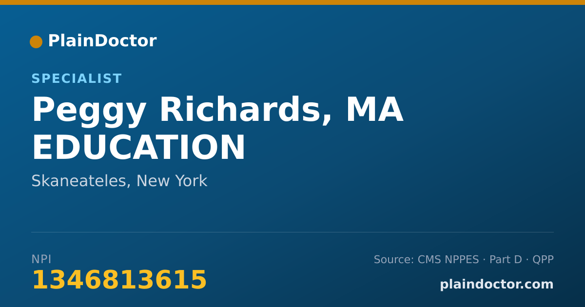 Shareable card for Peggy Richards, MA EDUCATION - Specialist, Skaneateles, NY