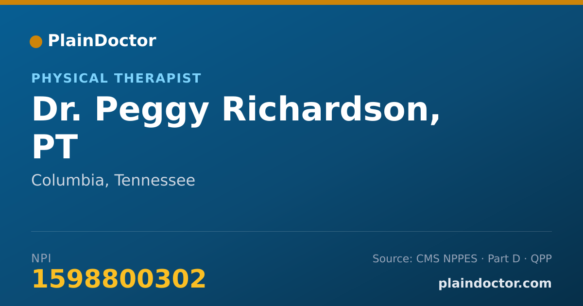 Shareable card for Peggy Richardson, PT - Physical Therapist, Columbia, TN