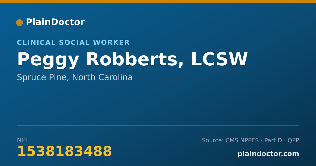 Shareable card for Peggy Robberts, LCSW - Clinical Social Worker, Spruce Pine, NC