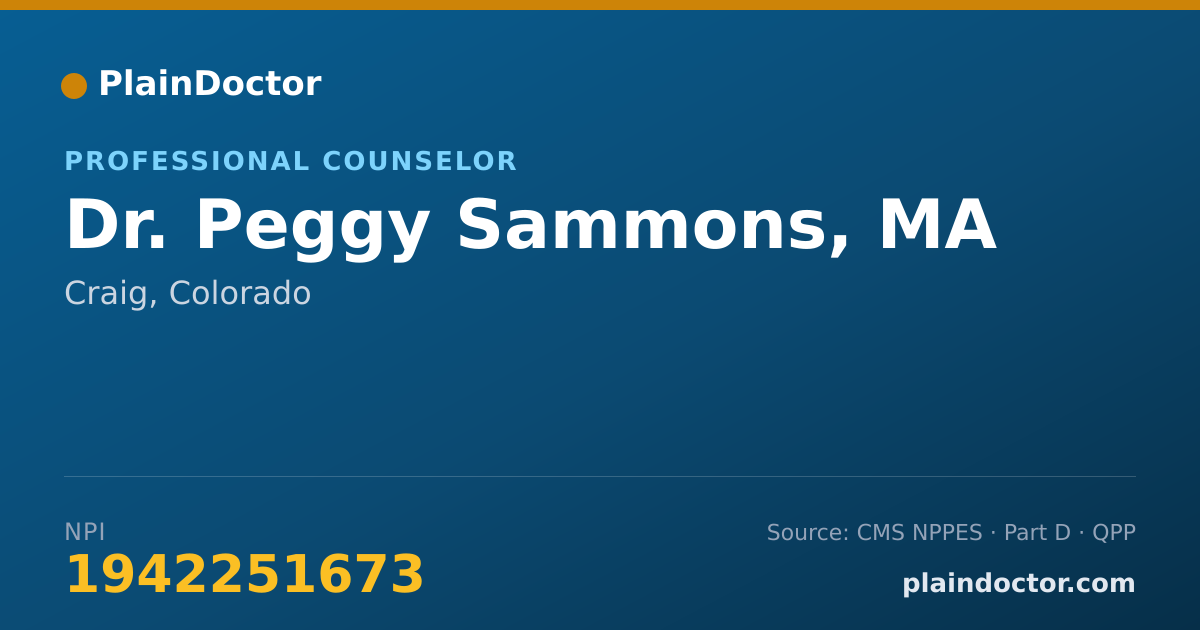 Shareable card for Peggy Sammons, MA - Professional Counselor, Craig, CO