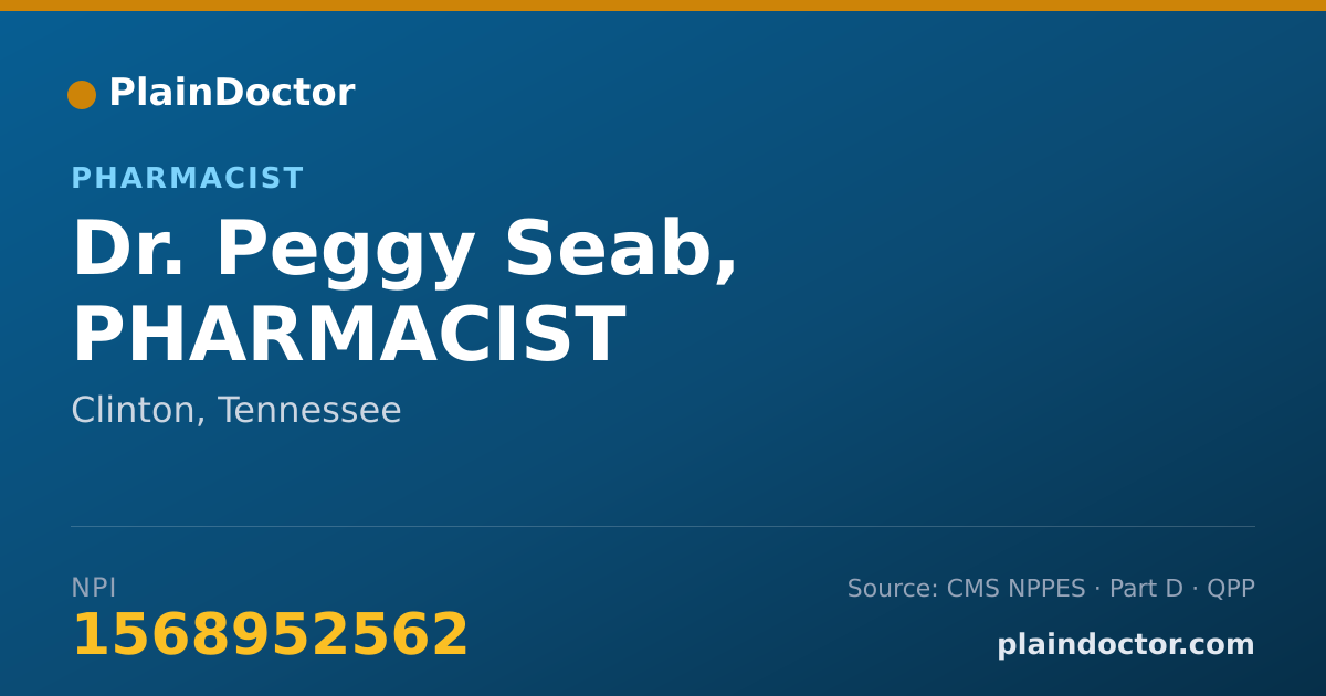 Shareable card for Peggy Seab, PHARMACIST - Pharmacist, Clinton, TN
