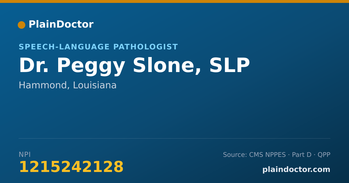 Shareable card for Peggy Slone, SLP - Speech-Language Pathologist, Hammond, LA