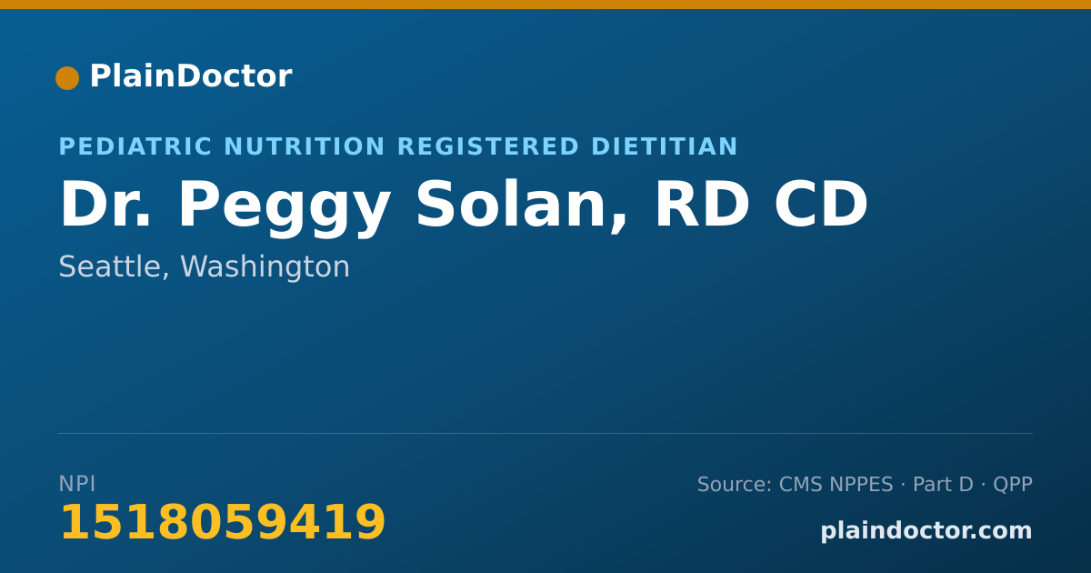 Shareable card for Peggy Solan, RD CD - Pediatric Nutrition Registered Dietitian, Seattle, WA