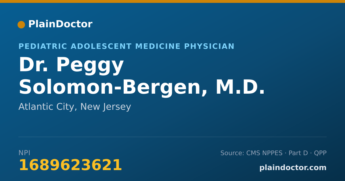 Shareable card for Peggy Solomon-Bergen, M.D. - Pediatric Adolescent Medicine Physician, Atlantic City, NJ
