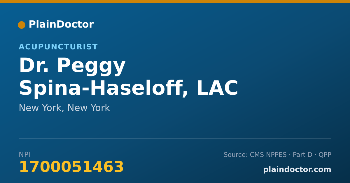 Shareable card for Peggy Spina-Haseloff, LAC MTOM - Acupuncturist, New York, NY