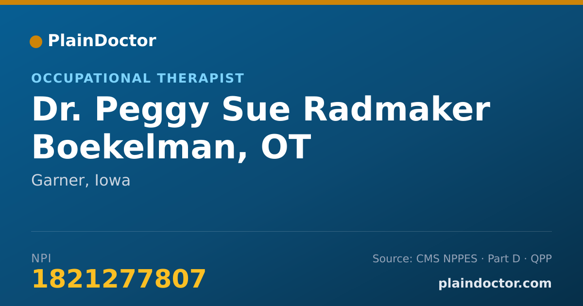 Shareable card for Peggy Sue Radmaker Boekelman, OT - Occupational Therapist, Garner, IA