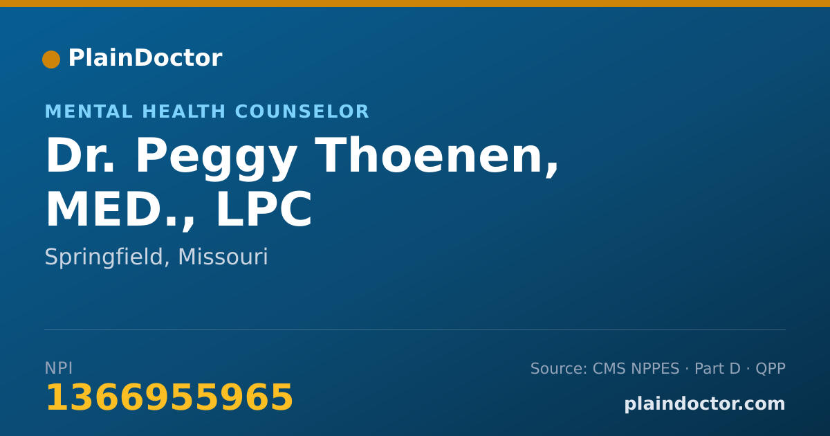 Shareable card for Peggy Thoenen, MED., LPC - Mental Health Counselor, Springfield, MO
