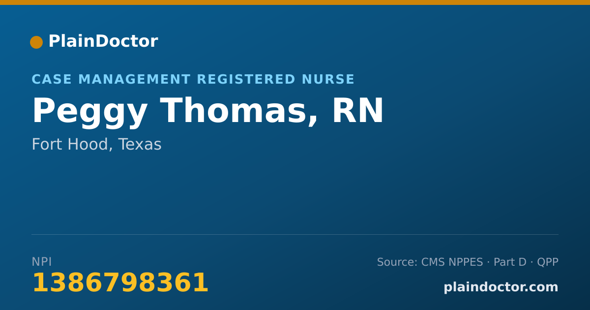 Shareable card for Peggy Thomas, RN - Registered Nurse, Fort Hood, TX