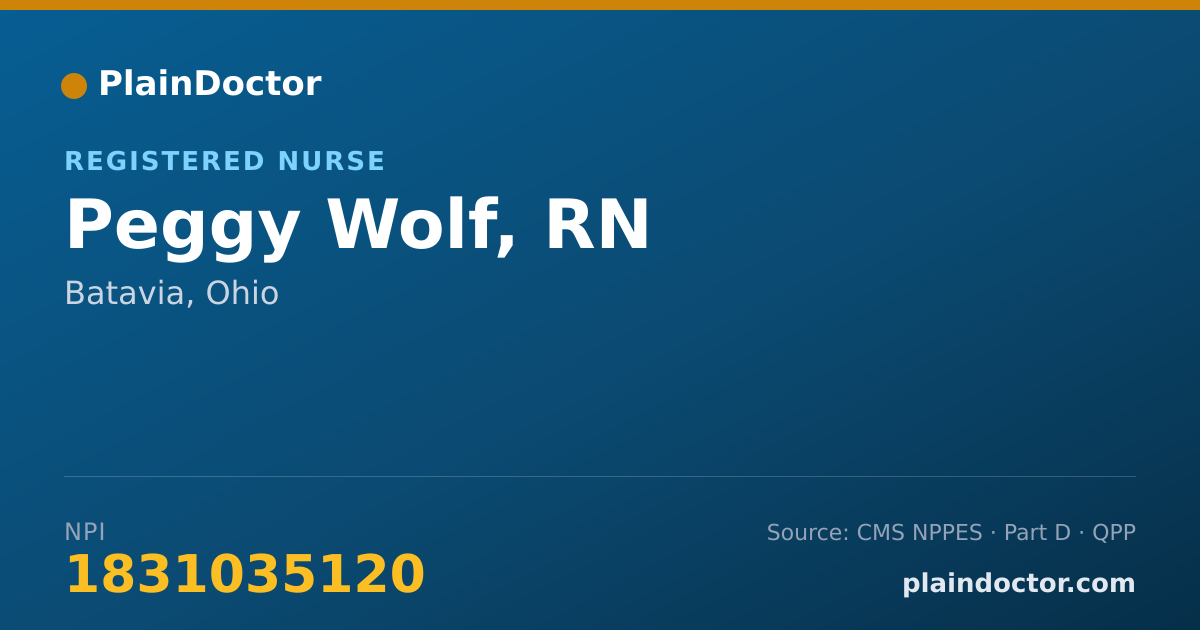 Shareable card for Peggy Wolf, RN - Registered Nurse, Batavia, OH