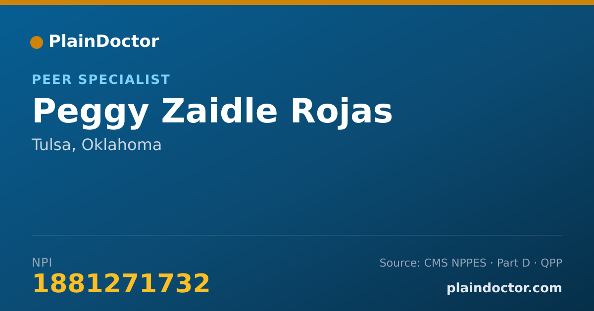 Shareable card for Peggy Zaidle Rojas - Peer Specialist, Tulsa, OK