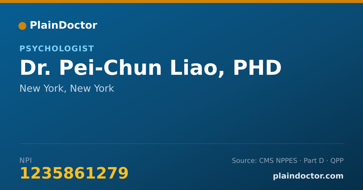 Shareable card for Pei-Chun Liao, PHD - Psychologist, New York, NY