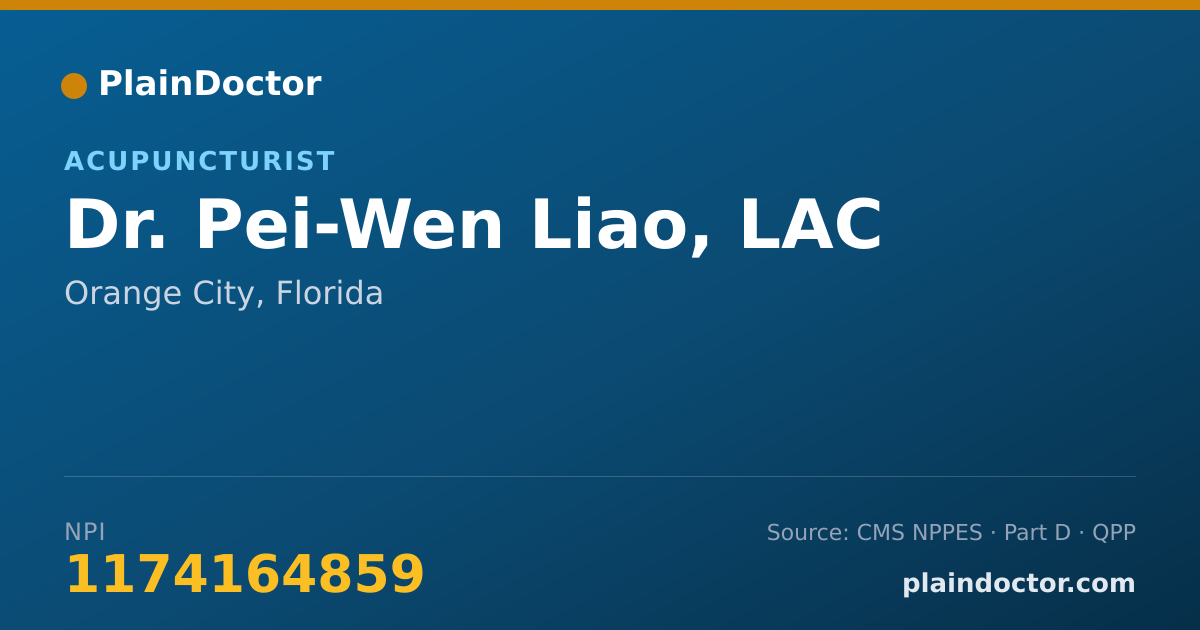 Shareable card for Pei-Wen Liao, LAC - Acupuncturist, Orange City, FL