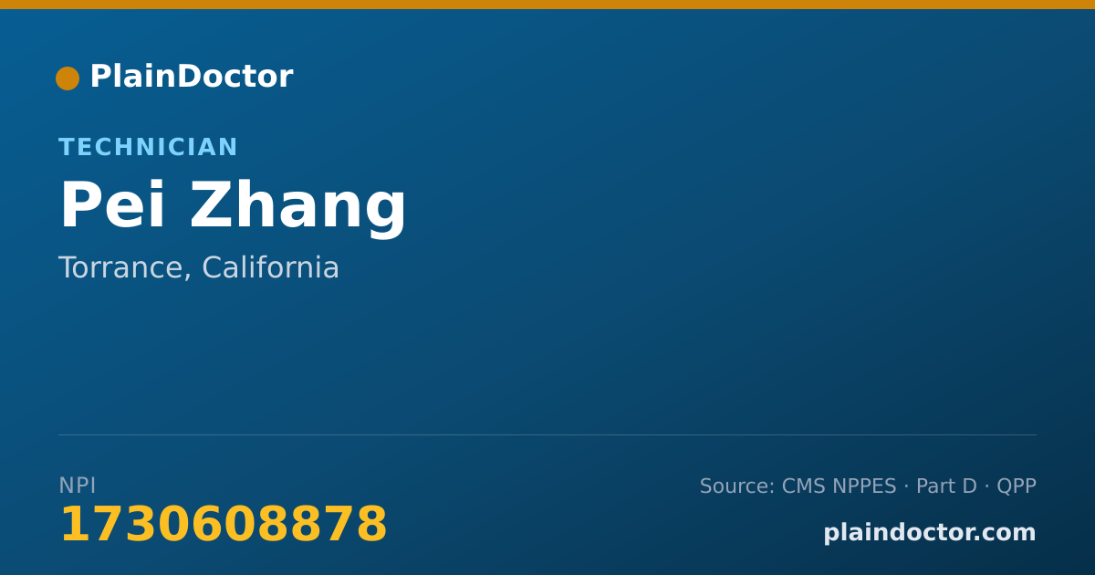 Shareable card for Pei Zhang - Technician, Torrance, CA