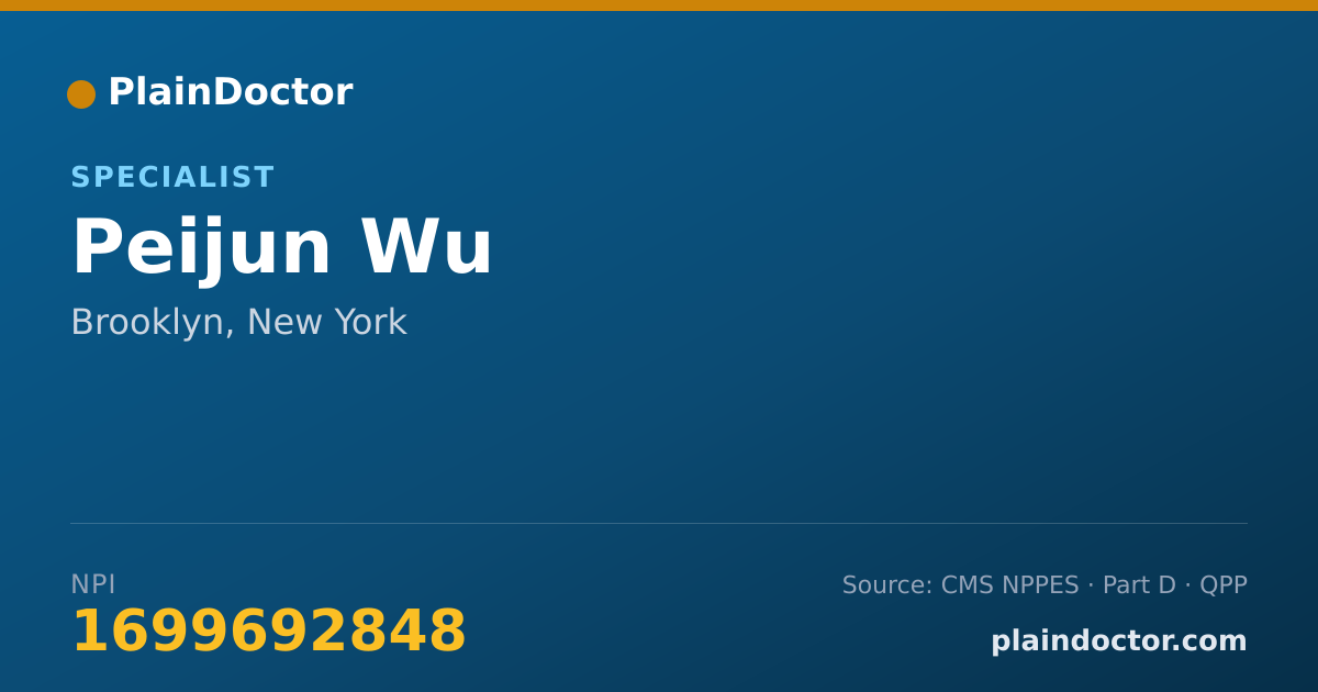 Shareable card for Peijun Wu - Specialist, Brooklyn, NY