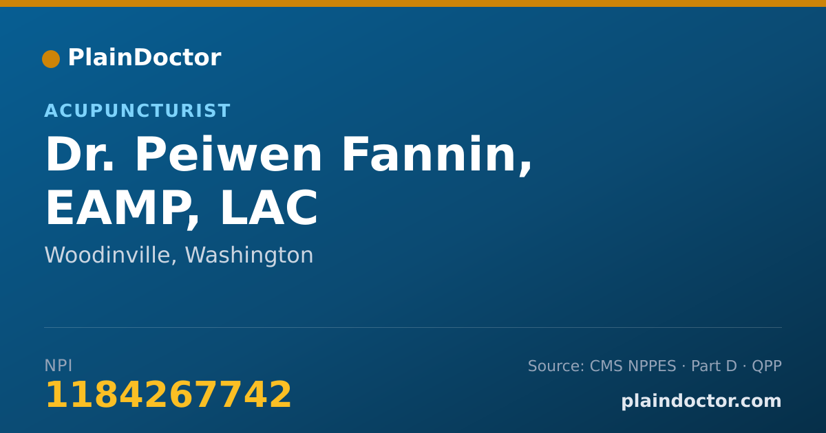 Shareable card for Peiwen Fannin, EAMP, LAC - Acupuncturist, Woodinville, WA