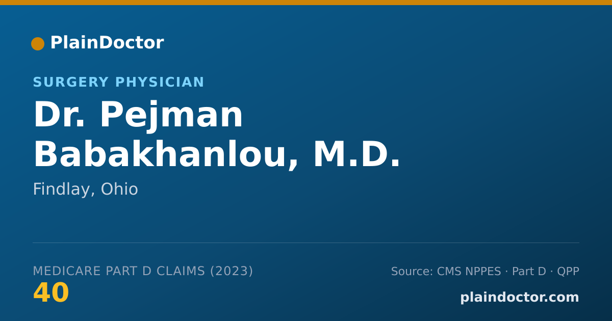 Shareable card for Pejman Babakhanlou, M.D. - Surgery Physician, Findlay, OH