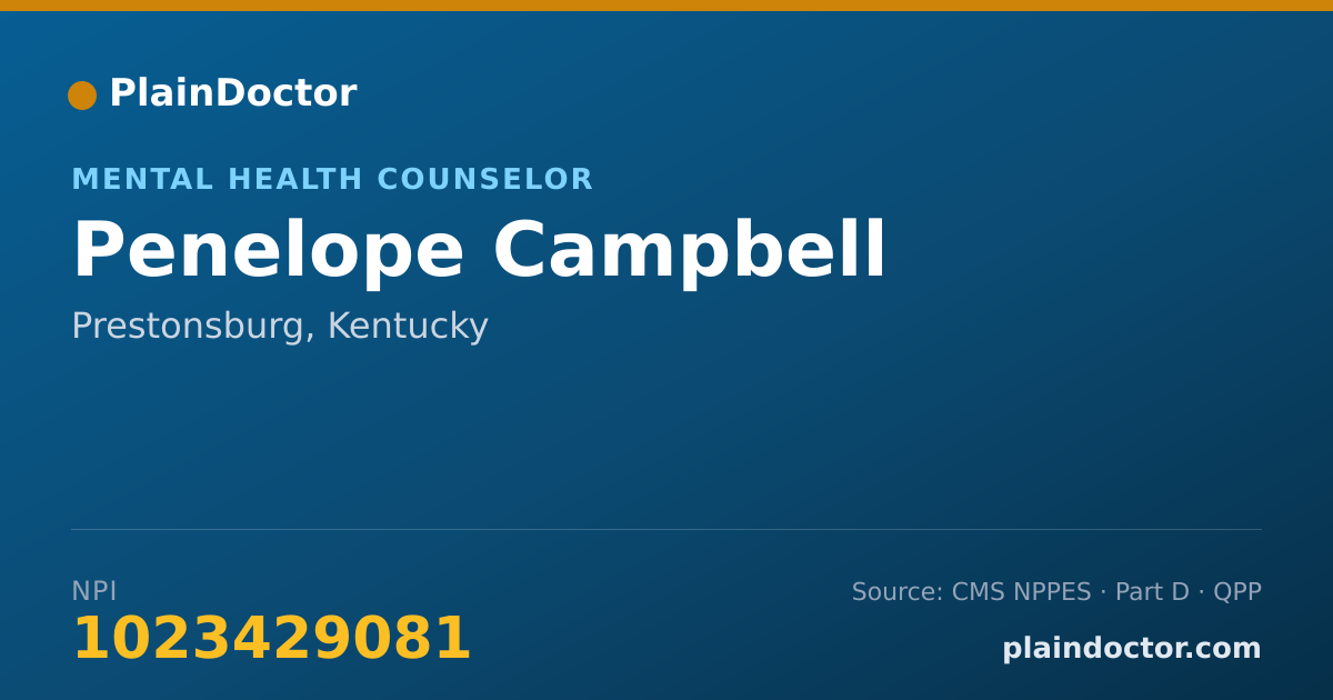 Shareable card for Penelope Campbell - Mental Health Counselor, Prestonsburg, KY