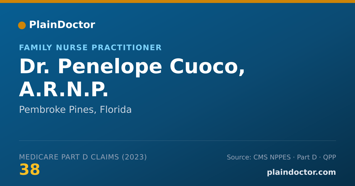 Shareable card for Penelope Cuoco, A.R.N.P. - Family Nurse Practitioner, Pembroke Pines, FL