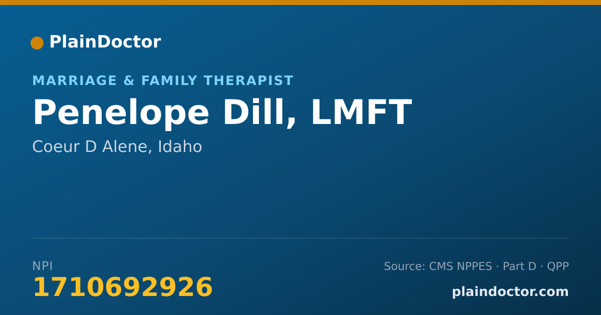 Shareable card for Penelope Dill, LMFT - Marriage & Family Therapist, Coeur D Alene, ID