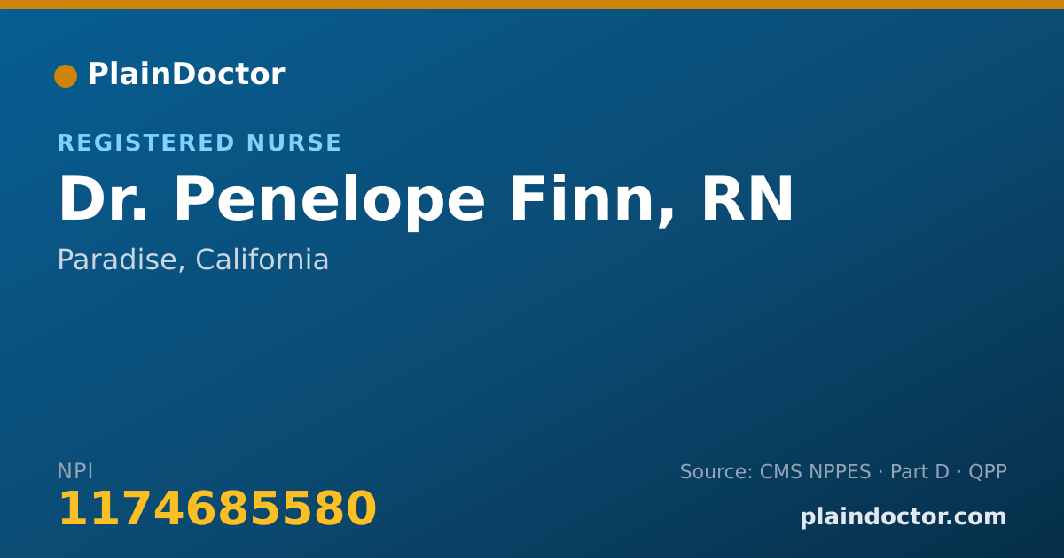 Shareable card for Penelope Finn, RN - Registered Nurse, Paradise, CA
