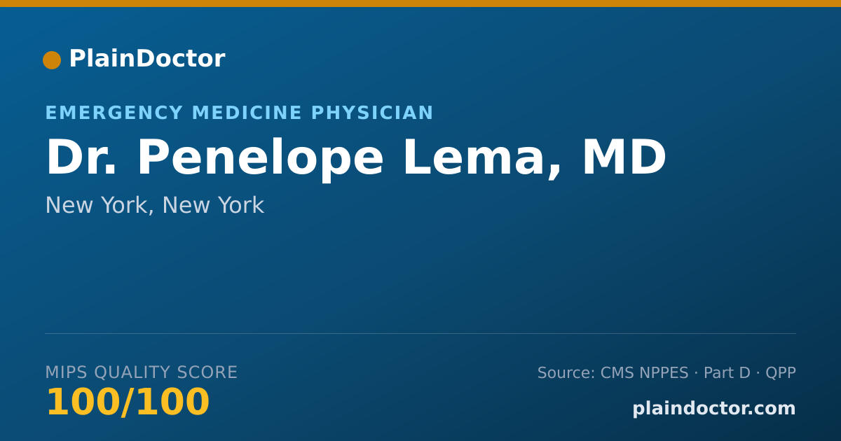 Shareable card for Penelope Lema, MD - Emergency Medicine Physician, New York, NY