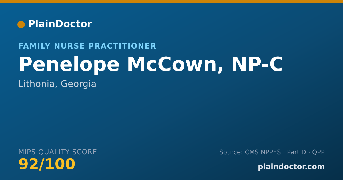 Shareable card for Penelope McCown, NP-C - Family Nurse Practitioner, Lithonia, GA